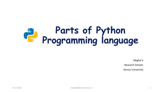 Parts of python programming language | PPT