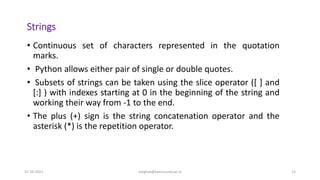 Parts of python programming language | PPT