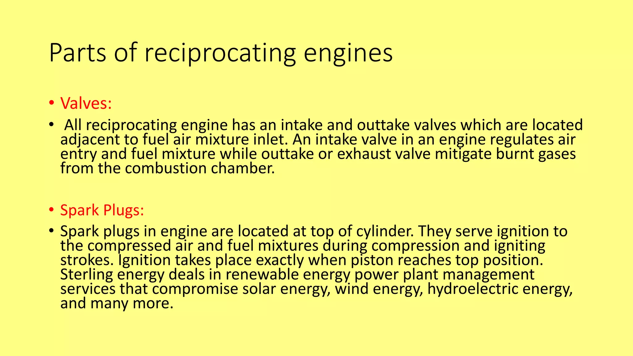 Parts of reciprocating engine PPT