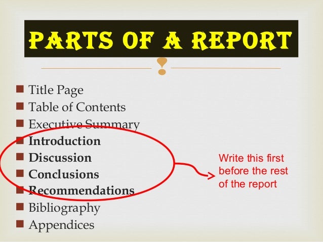 parts of a report presentation