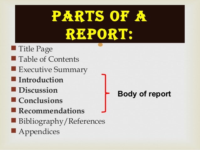 parts of a report presentation