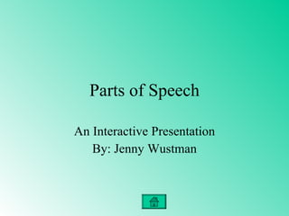 Parts of Speech An Interactive Presentation By: Jenny Wustman 