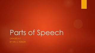 Parts of Speech
GRADES 4-7
BY MR. S. HUBLER

 