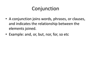 Filament Conjunction Example Parts of Speech in English Language By dr | PPTX