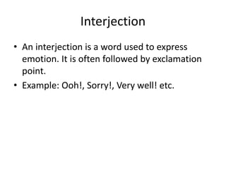 Interjection Point Parts of Speech in English Language By dr | PPTX