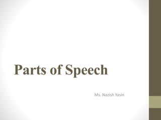 Parts of Speech
Ms. Nazish Yasin
 