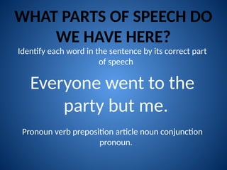 First Party Verb Part of speech: language lesson for elementary | PPTX