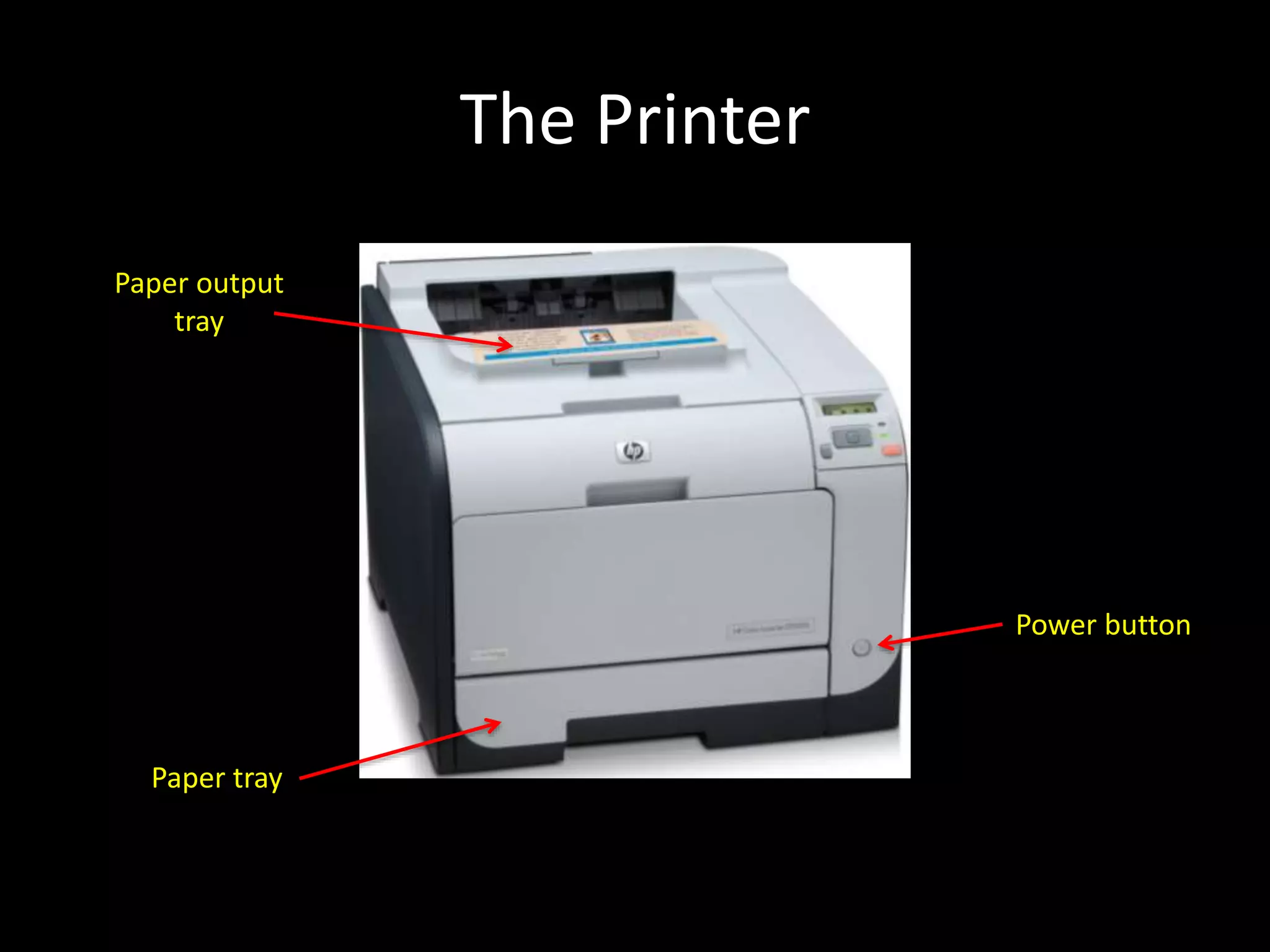 The Printer
Power button
Paper tray
Paper output
tray
 