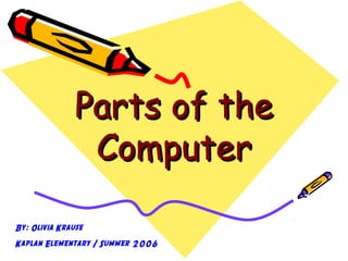 Parts of the
Computer
By: Olivia Krause
Kaplan Elementary / Summer 2006

 