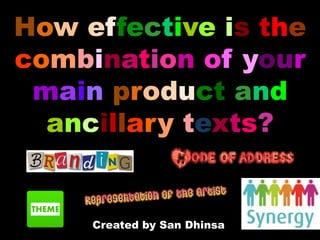How effective is the
combination of your
main product and
ancillary texts?
Created by San Dhinsa
 