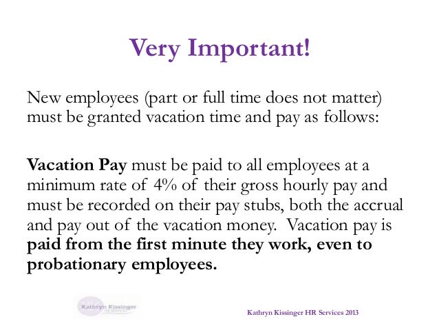 Part time vacation pay & time off MOL clarification