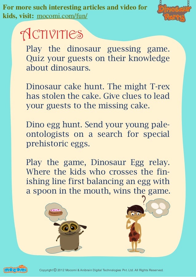 Dinosaur Theme Party for kids - Mocomi.com