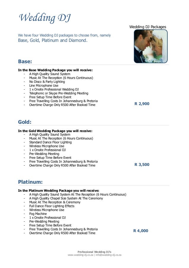 Partymix Wedding Dj Packages 2014