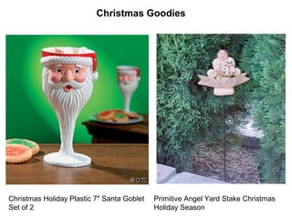 Christmas Goodies
Christmas Holiday Plastic 7″ Santa Goblet
Set of 2
Primitive Angel Yard Stake Christmas
Holiday Season
 