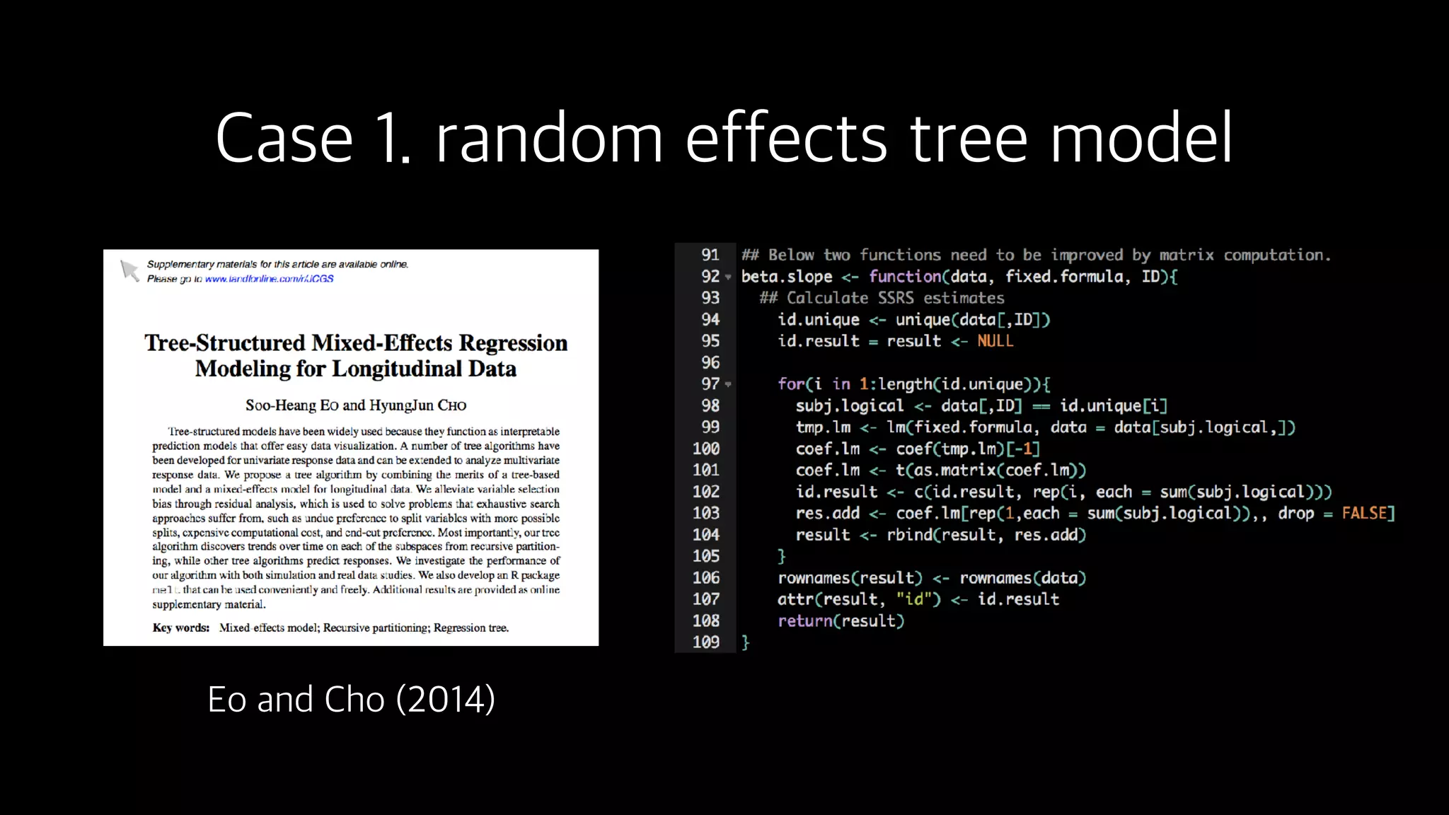 Case 1. random effects tree model
Eo and Cho (2014)
 