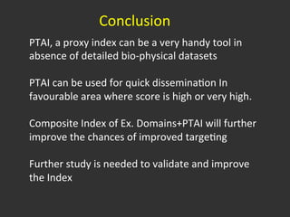 Potential technology adoption: Index for improved targeting: A village level proxy assessment using the past adoption rates of agricultural technologies