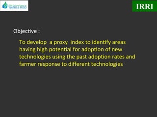 Potential technology adoption: Index for improved targeting: A village level proxy assessment using the past adoption rates of agricultural technologies