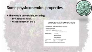 Some physicochemical properties
• The virus is very stable, resisting:
• 60˚C for some hours.
• Variation from pH 3 to 9
2/19/2016
Dr. Kaveh Haratian, Dept. of Microbiology and Immunology,
ABZUMS
11
 
