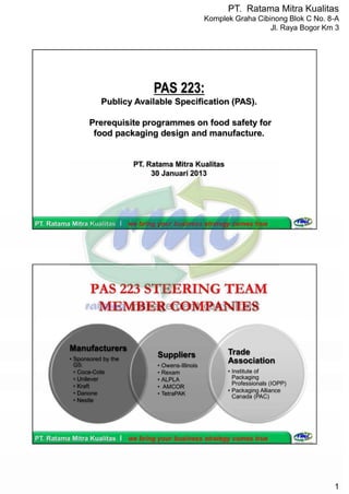 Publicy Available Specification (PAS) 223