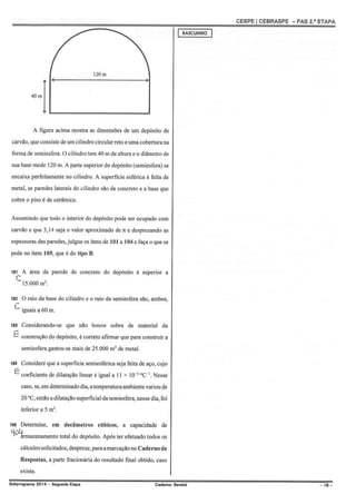 Gabarito PAS 2, subprograma 2014, caderno Bernini