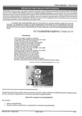 Gabarito PAS 2, subprograma 2014, caderno Bernini