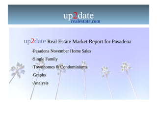 up 2 date realestate.com up 2 date  Real Estate Market Report for Pasadena  ,[object Object],[object Object],[object Object],[object Object],[object Object]