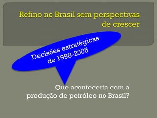 Que aconteceria com a
produção de petróleo no Brasil?
 