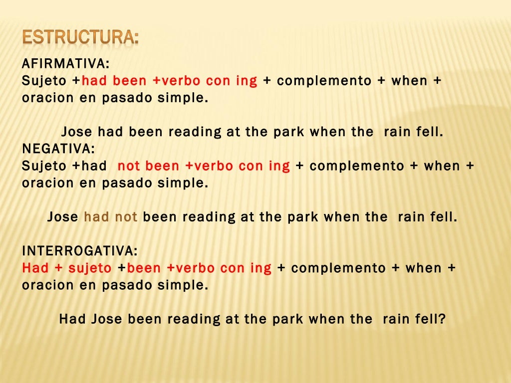 Pasado perfecto continuo