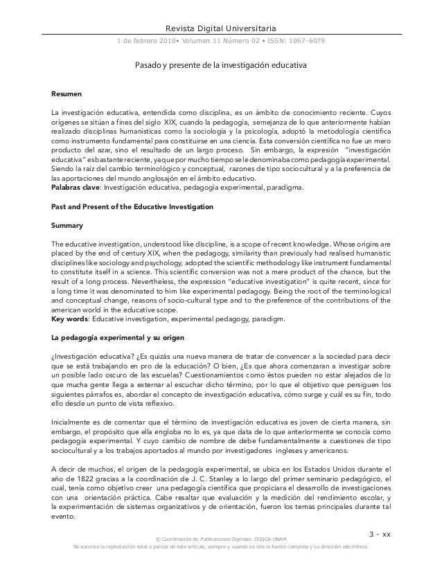 Pasado y presente de la investigacion educativa