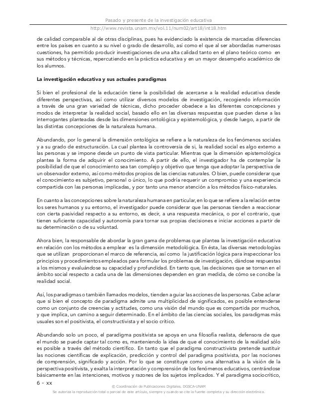 Pasado y presente de la investigacion educativa
