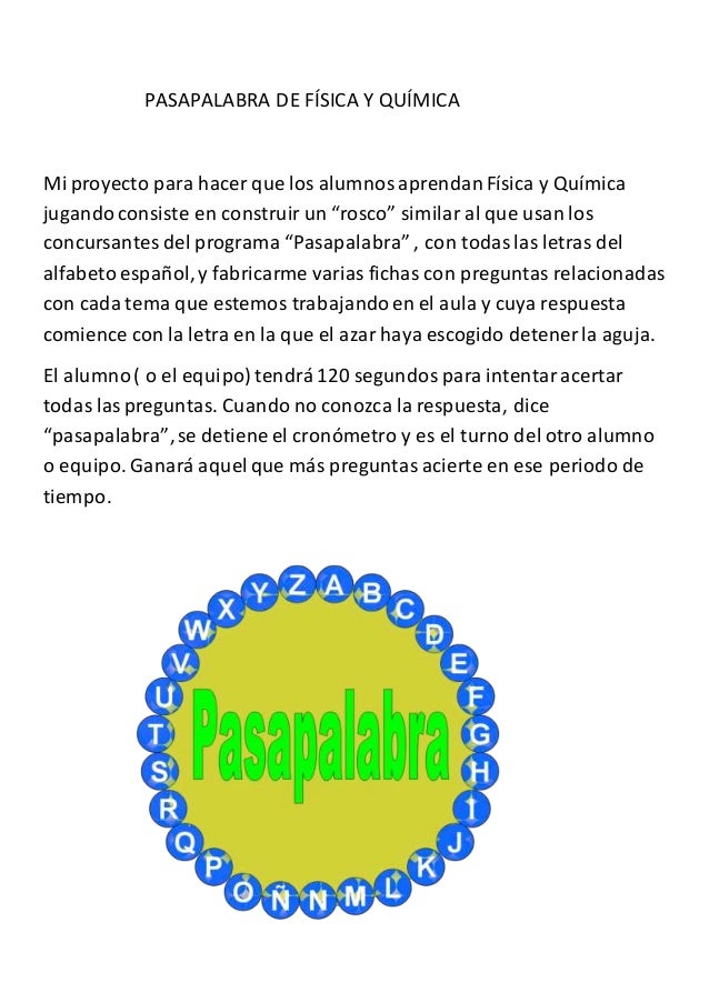 Pasapalabra De Fisica Y Quimica