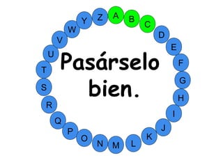 M
A
G
S
C
U
H
W
Y
I
F
D
B
L
K
J
T
R
Q
P
O
N
E
V
Z
Pasárselo
bien.
 