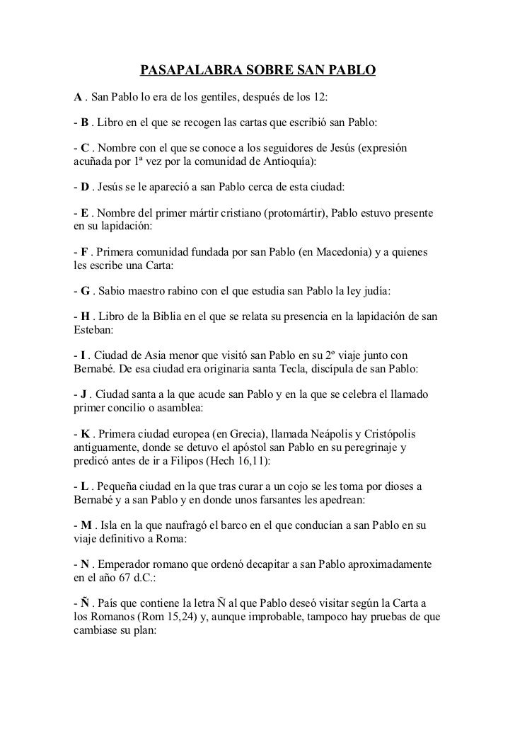 Pasapalabra sobre San Pablo