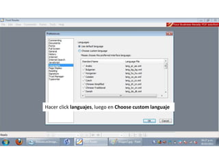 Hacer clicklanguajes, luego en Choosecustomlanguaje