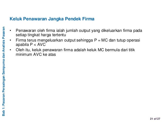 Pasaran persaingan sempurna dan analisis pasaran