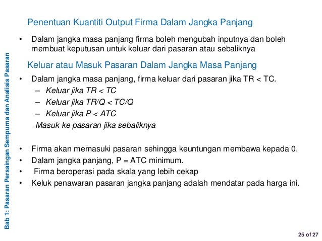 Pasaran persaingan sempurna dan analisis pasaran