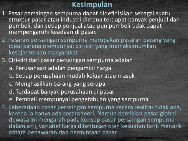 Pasar Persaingan Sempurna Ekonomi Mikro