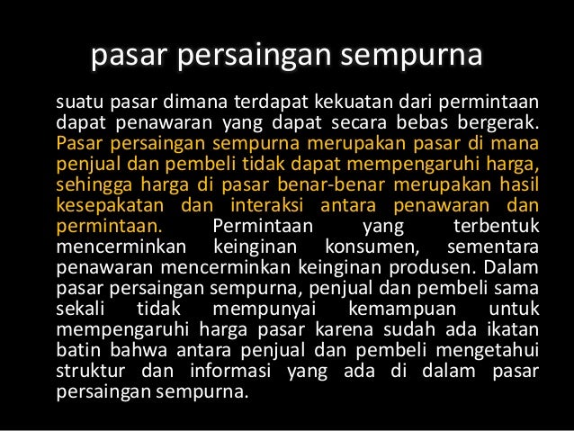 contoh pasar nyata Pasar persaingan sempurna ppt