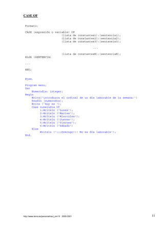 TUTORIAL DE PASCAL | PDF