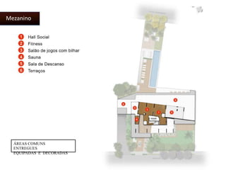 Mezanino 
ÁREAS COMUNS 
ENTREGUES 
EQUIPADAS E DECORADAS 
 