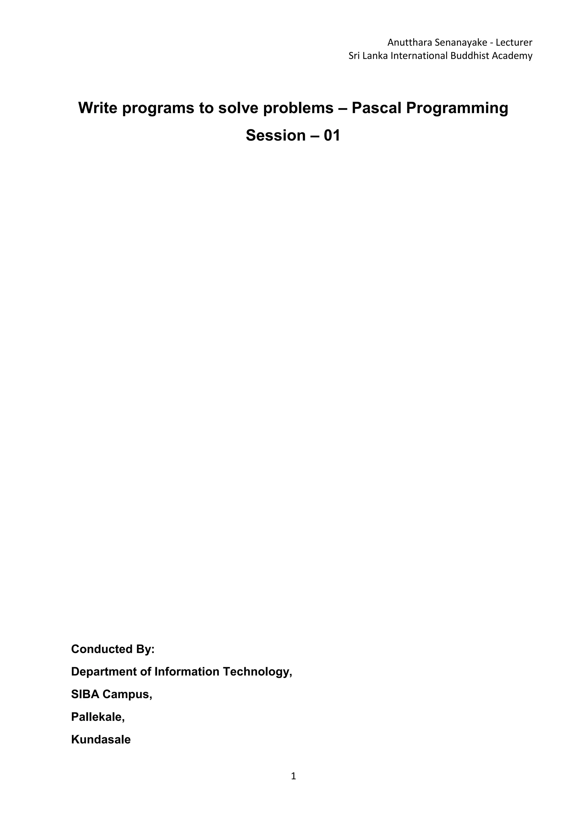 Pascal for beginers tute | PDF image.
