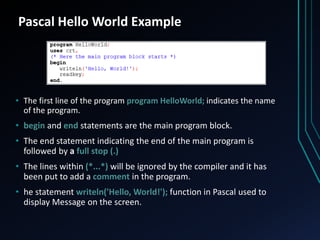 Pascal Programming Language | PPTX | Programming Languages | Computing
