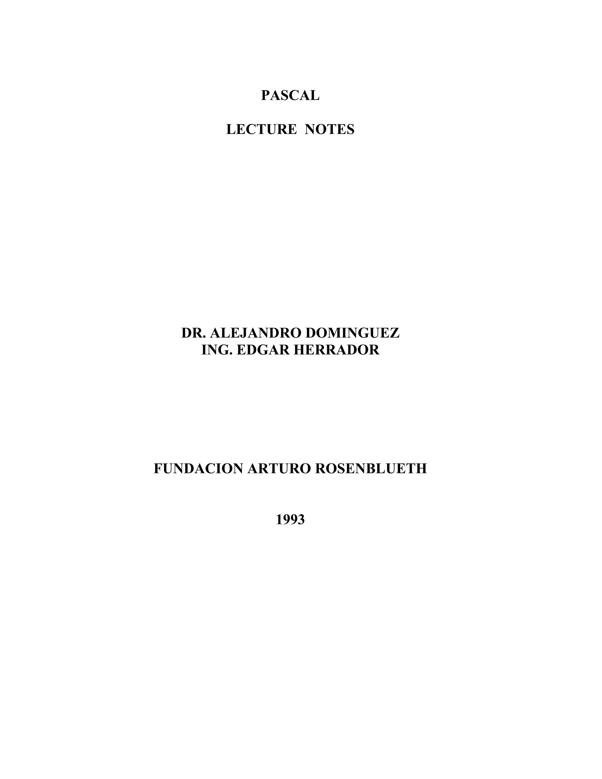 Pascal programming lecture notes | PDF