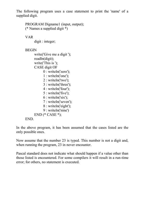 Pascal programming lecture notes | PDF
