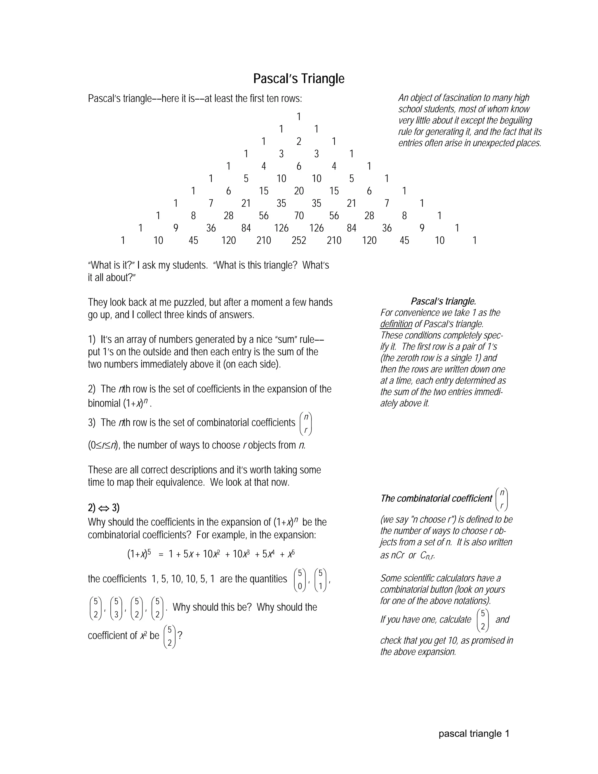 Pascal’s triangle | PDF