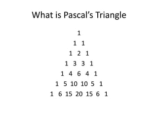 Pascal’s triangle and its applications and properties | PPTX