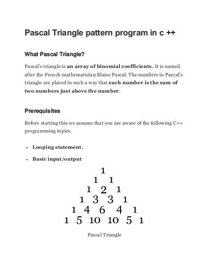 Pascal Triangle pattern program in c.pdf