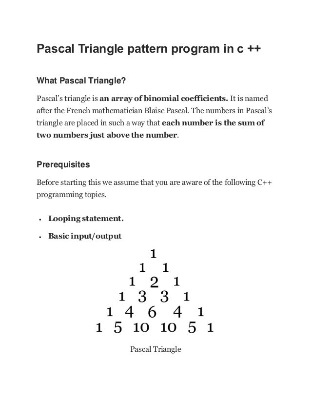 Pascal Triangle pattern program in c.pdf