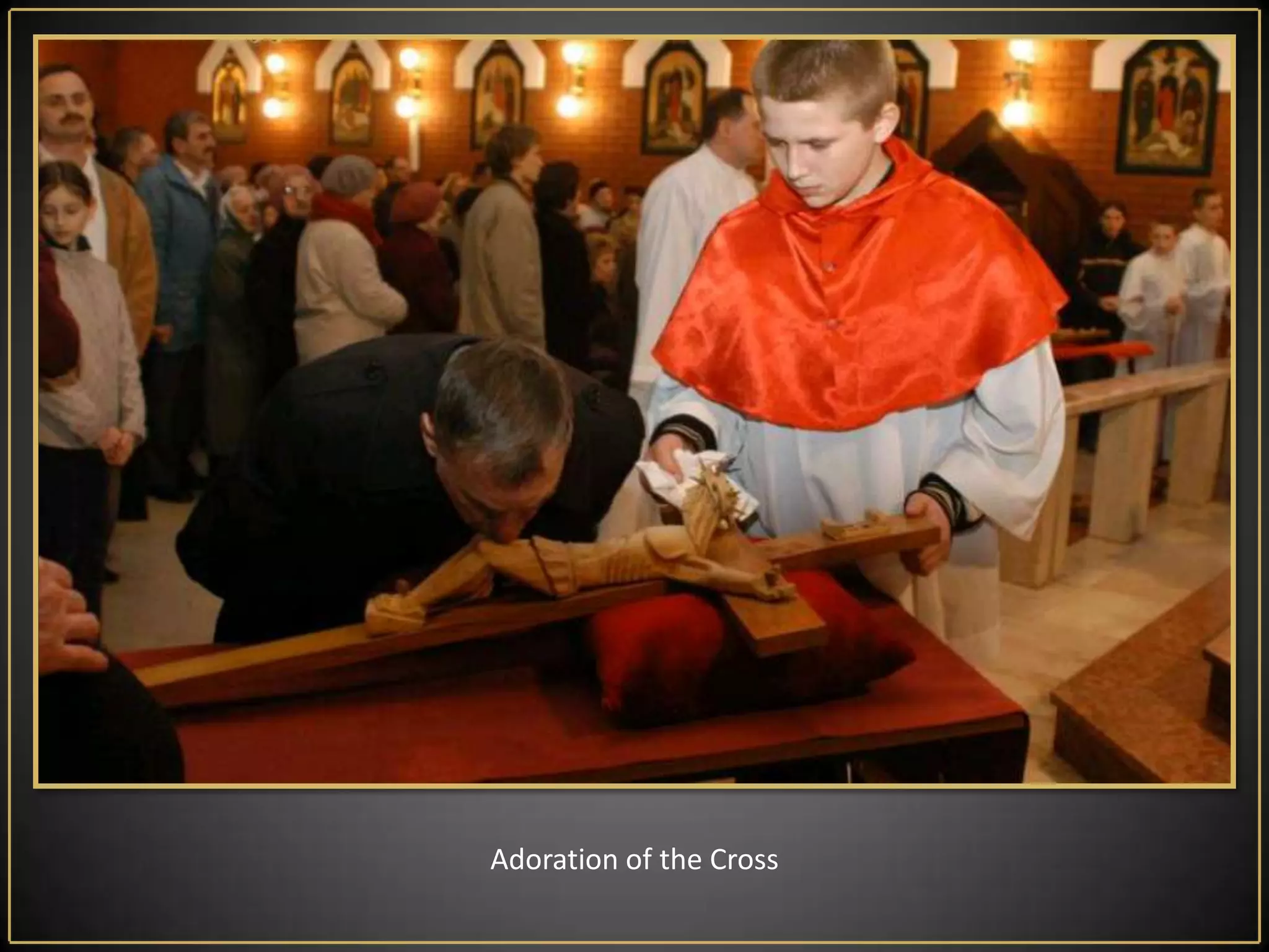 General Prayer - prayer reach back Christian antiquity, is it 10 invocations, each of which consists of an introduction, a prayer in silence, oration sung by the priest and the acclamation, "Amen”, which is an expression of confirmation from the people. Another prayer intentions are: the Church, the pope, catechumens, the unity of Christians, Jews, non-believers in Christ, not believers in God, the ruling states, the afflicted and suffering.