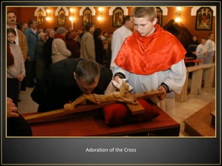 General Prayer - prayer reach back Christian antiquity, is it 10 invocations, each of which consists of an introduction, a prayer in silence, oration sung by the priest and the acclamation, "Amen”, which is an expression of confirmation from the people. Another prayer intentions are: the Church, the pope, catechumens, the unity of Christians, Jews, non-believers in Christ, not believers in God, the ruling states, the afflicted and suffering.